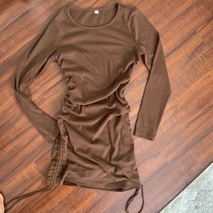 Brown long sleeve mini dress